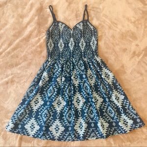 Blue Tribal Pattern Sun Dress